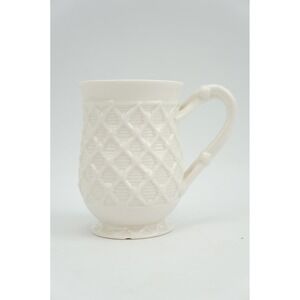Grace Tea Ware Mug White Lattice Trellis Pattern Bamboo Handle Good
